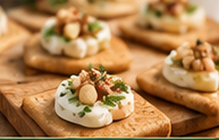 Savory crackers topped with nuts